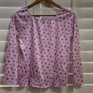 The Children's Place Girls Square Neck Pink Floral Long Sleeve Top Size XL